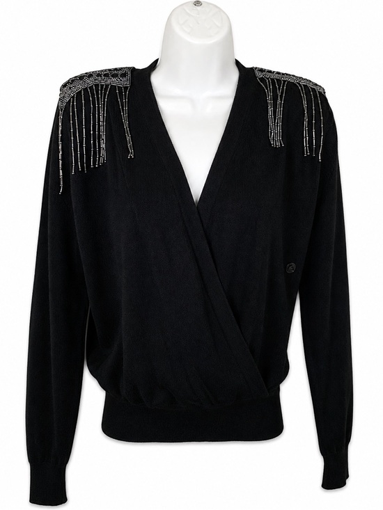 into the night Sweaters - Into the night embellished  Knit Top vneck long sleeve sweatshirt sweater